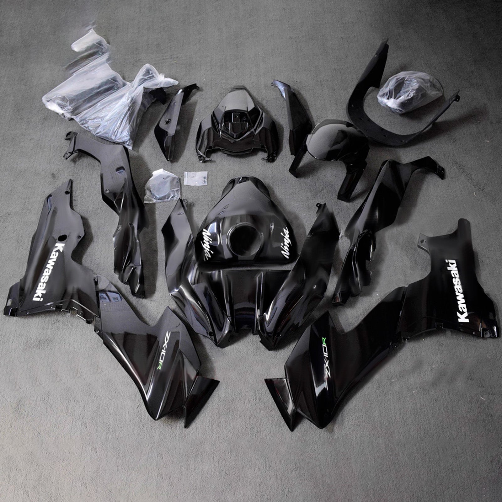 Amotopart 2021-2025 Kawasaki ZX-10R/ZX-10RR Black Fairing Kit