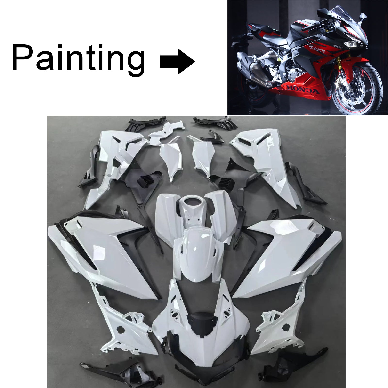 Amotopart 2023-2024 Honda CBR250RR Red Black Fairing Kit