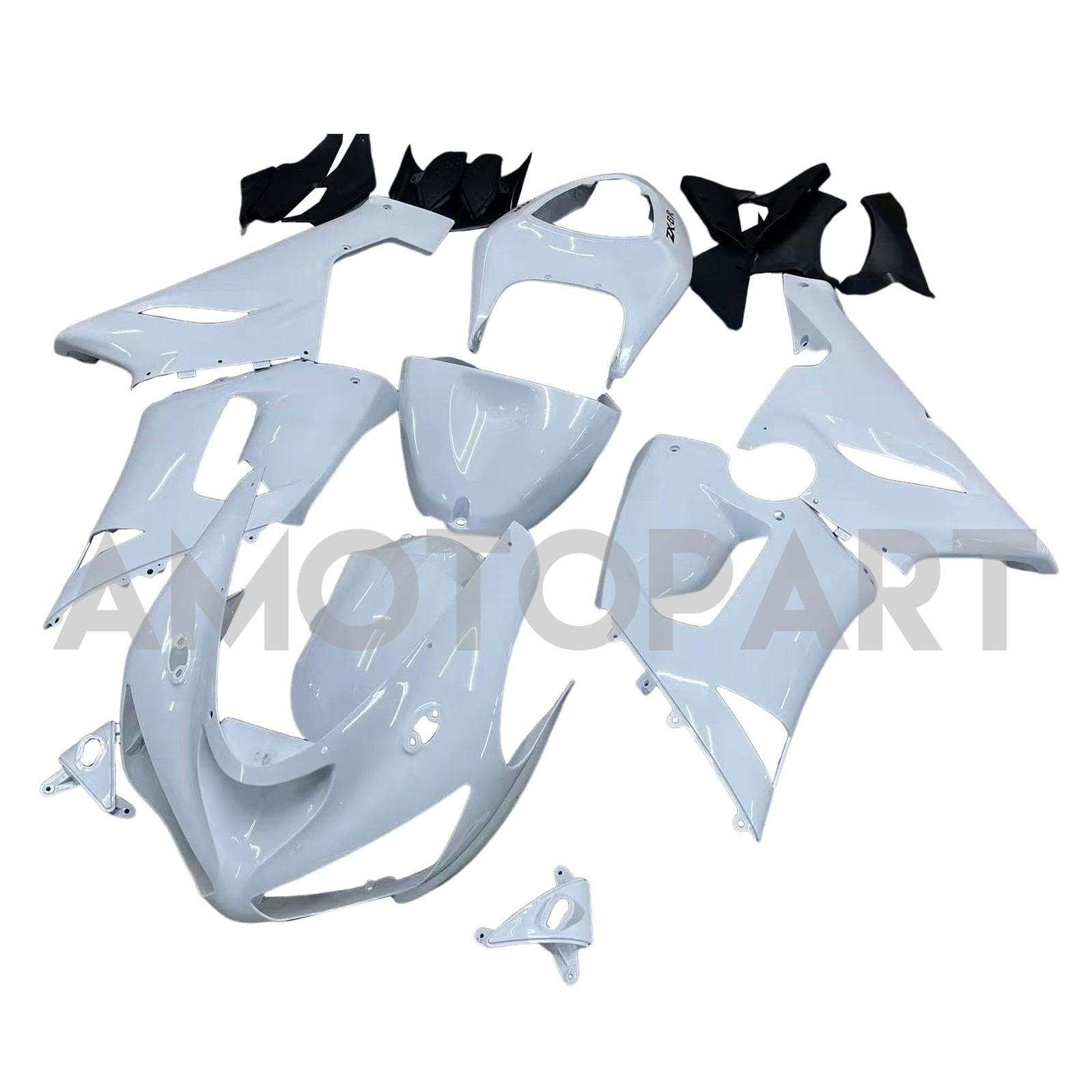 Amotopart 2005-2006 Kawasaki ZX6R 636 White Fairing Kit