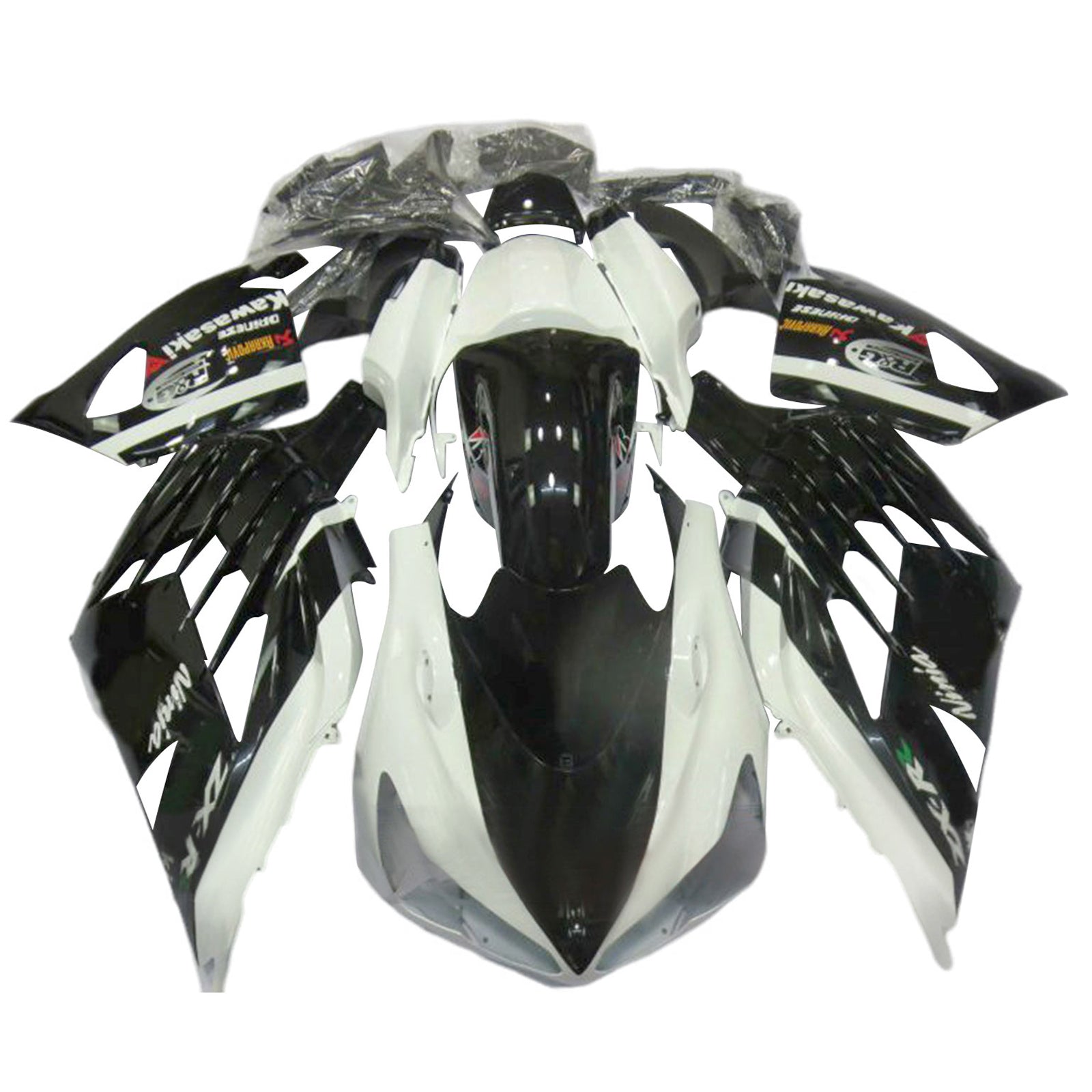 Amotopart 2012-2022 Kawasaki ZX14R ZZR1400 Kit de carénage noir blanc