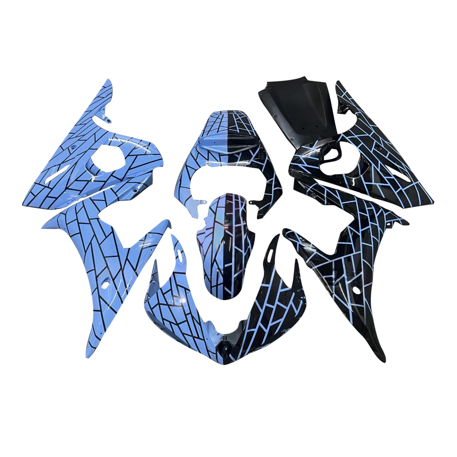 Amotopart 2003-2004 Yamaha YZF-R6/ 2006-2009 R6S Blue Black Fairing Kit