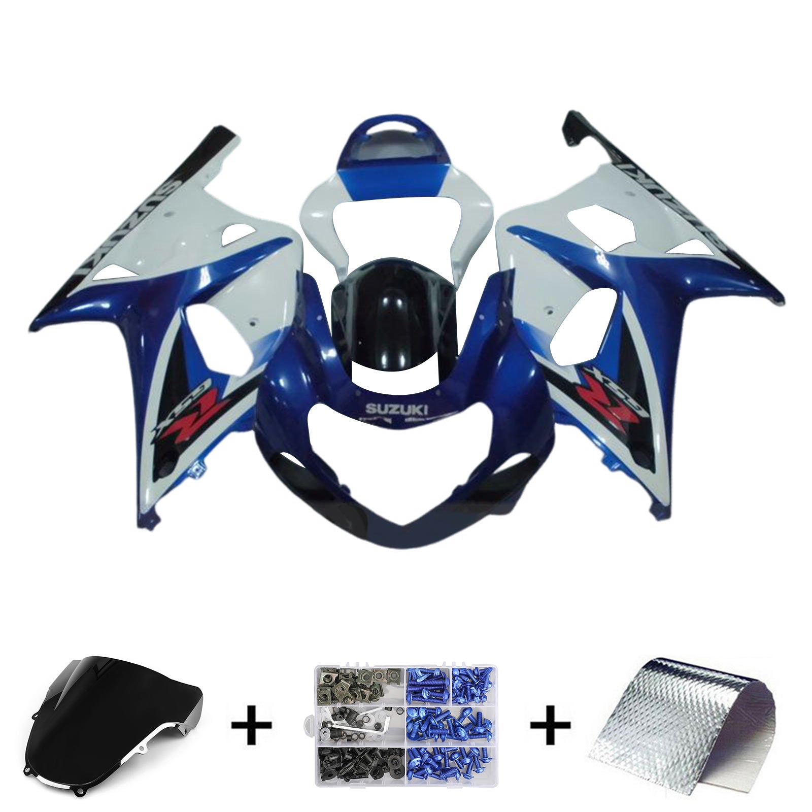 Amotopart 2000-2002 K1 K2 GSXR1000 Suzuki Bleu et Blanc Style4 Kit de carénage