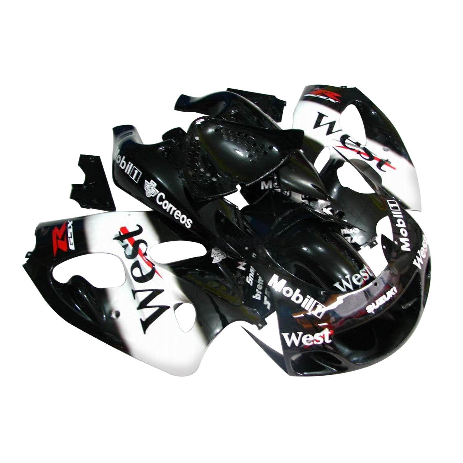 Amotopart Suzuki GSXR600 1996-2000 GSXR750 1996-1999 Kit de carénage noir et blanc