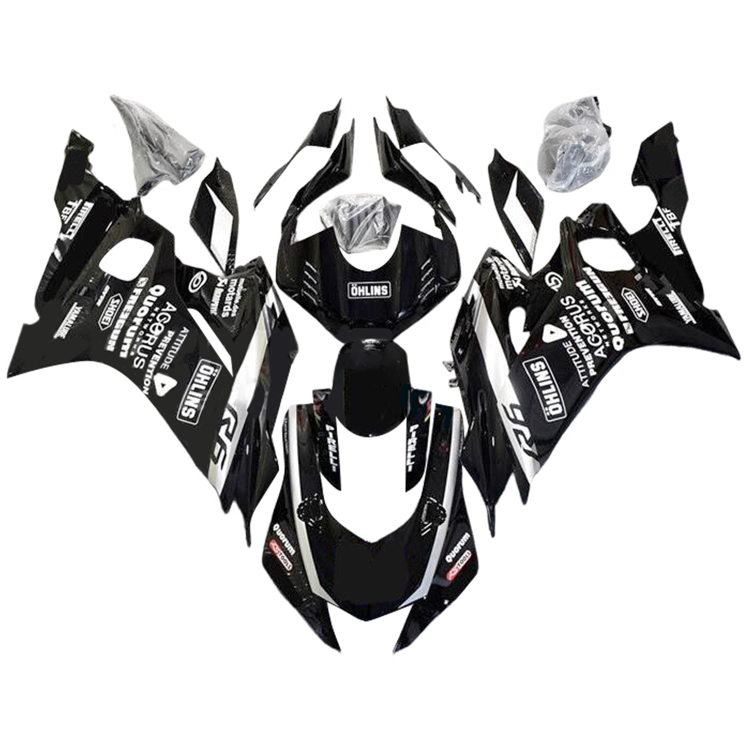 Kit de carénage Amotopart 2017-2023 Yamaha YZF R6 blanc noir