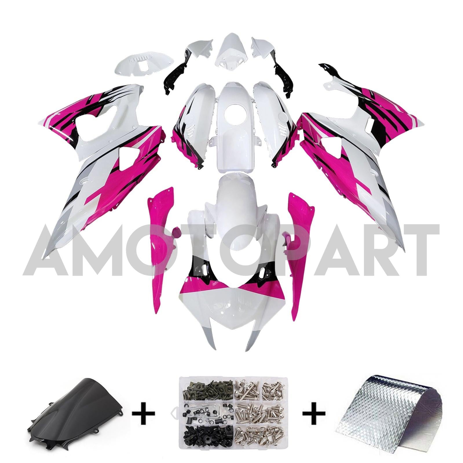 Amotopart 2021-2025 Yamaha YZF-R7 Pink White Fairing Kit