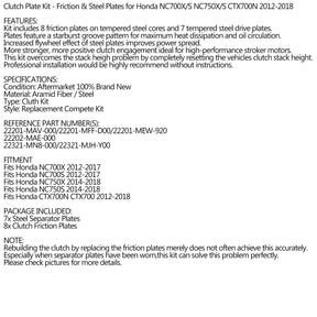 Kupplungssatz aus Stahl und Reibscheiben für Honda NC700X/S NC750X/S CTX700N 2012–2018