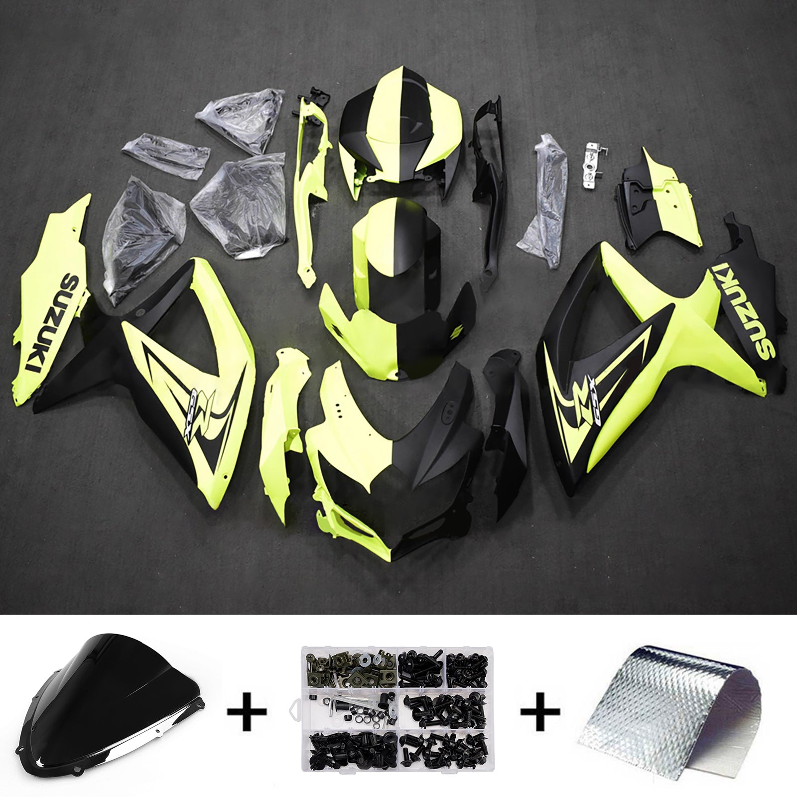 Amotopart 2008-2010 Suzuki GSXR 600/750 Black Green Fairing Kit