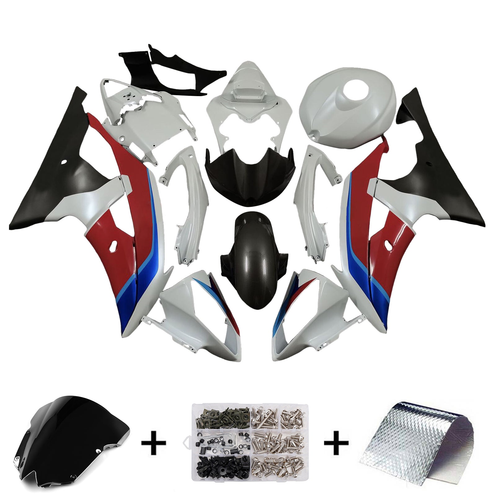 Amotopart 2008-2016 Yamaha YZF-R6 Grey & Black Fairing Kit