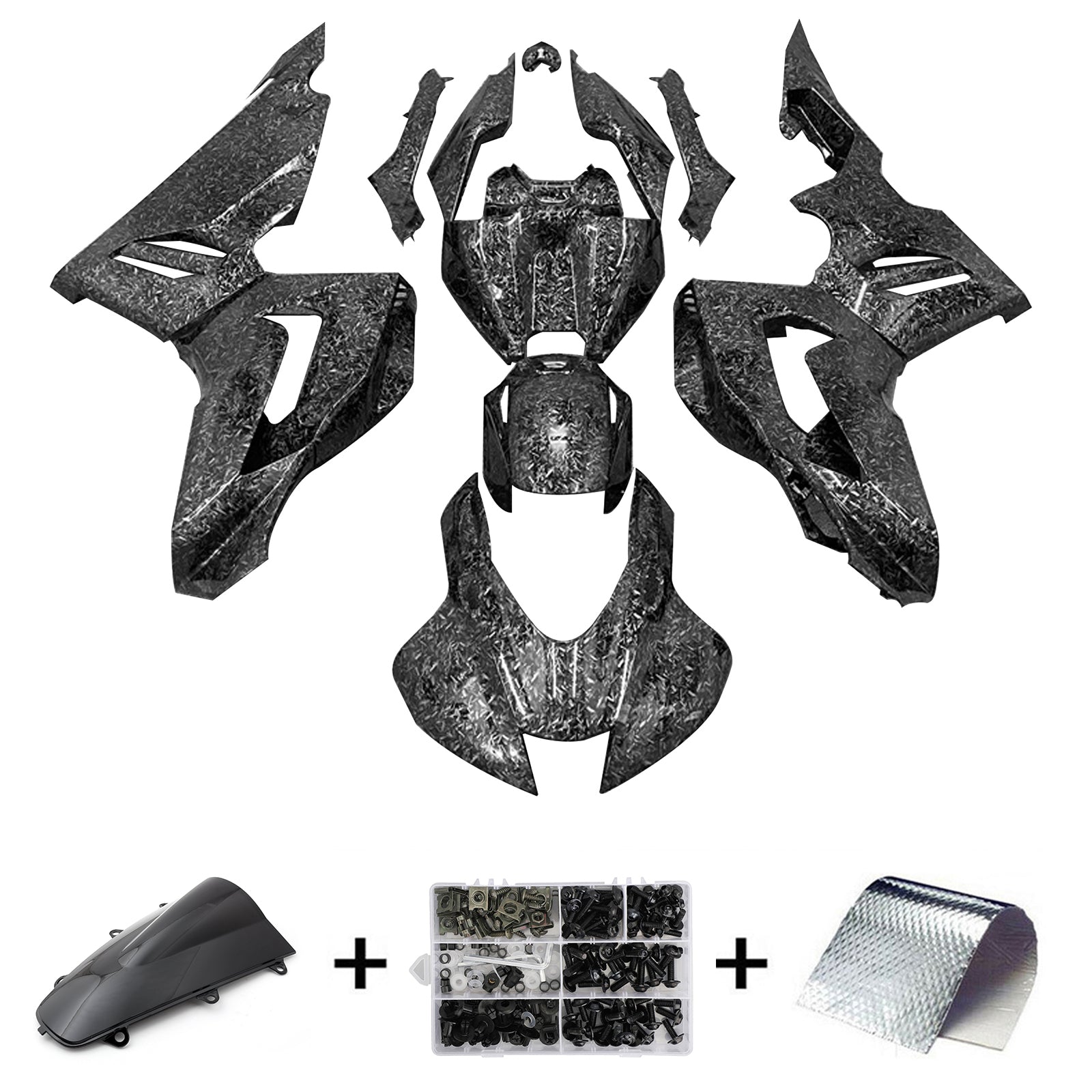 Amotopart 2020-2023 CBR1000RR-R Honda Carbon Fiber Marble Black Fairing Kit