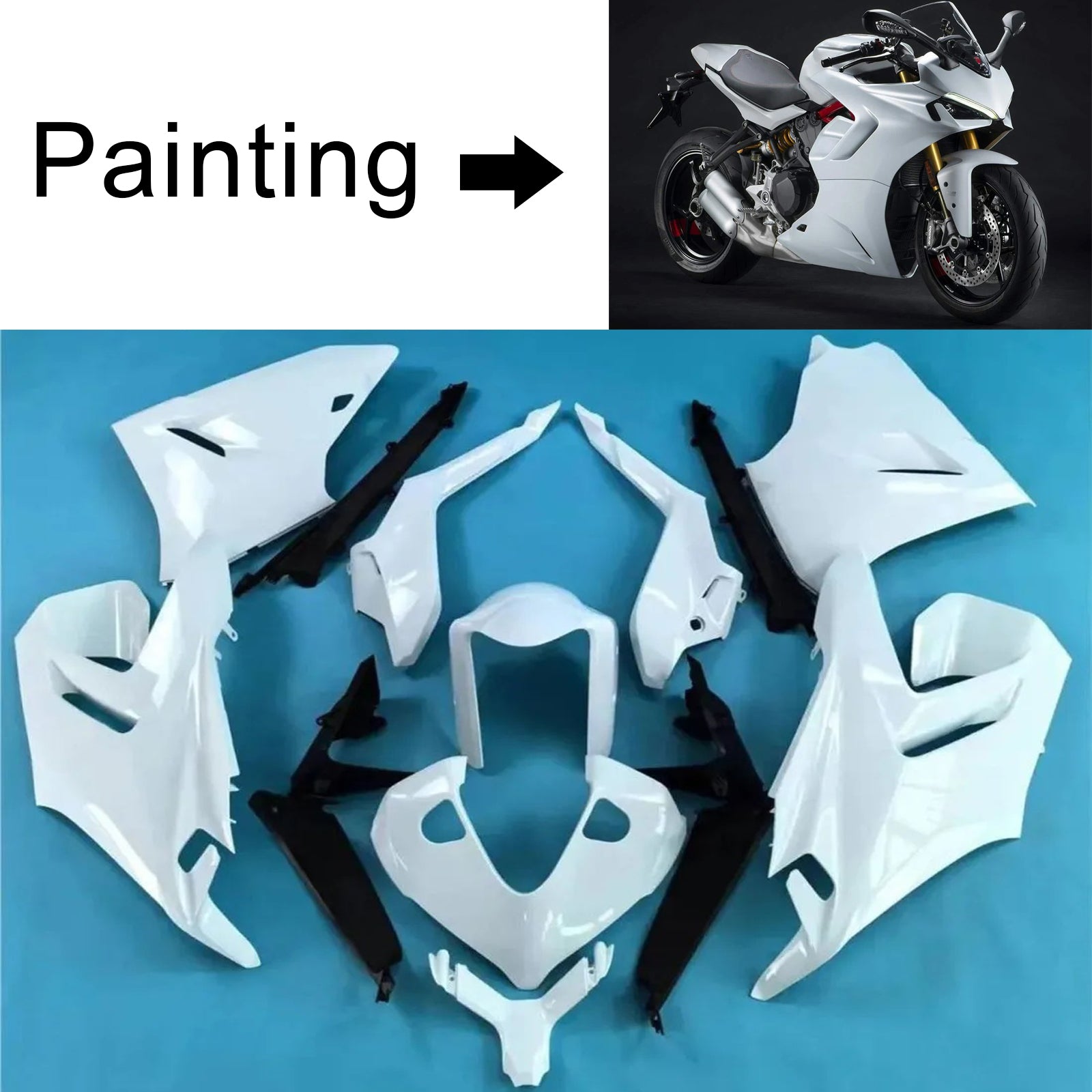 Amotopart 2021-2024 Ducati Supersport 950 / 950S White Fairing Kit