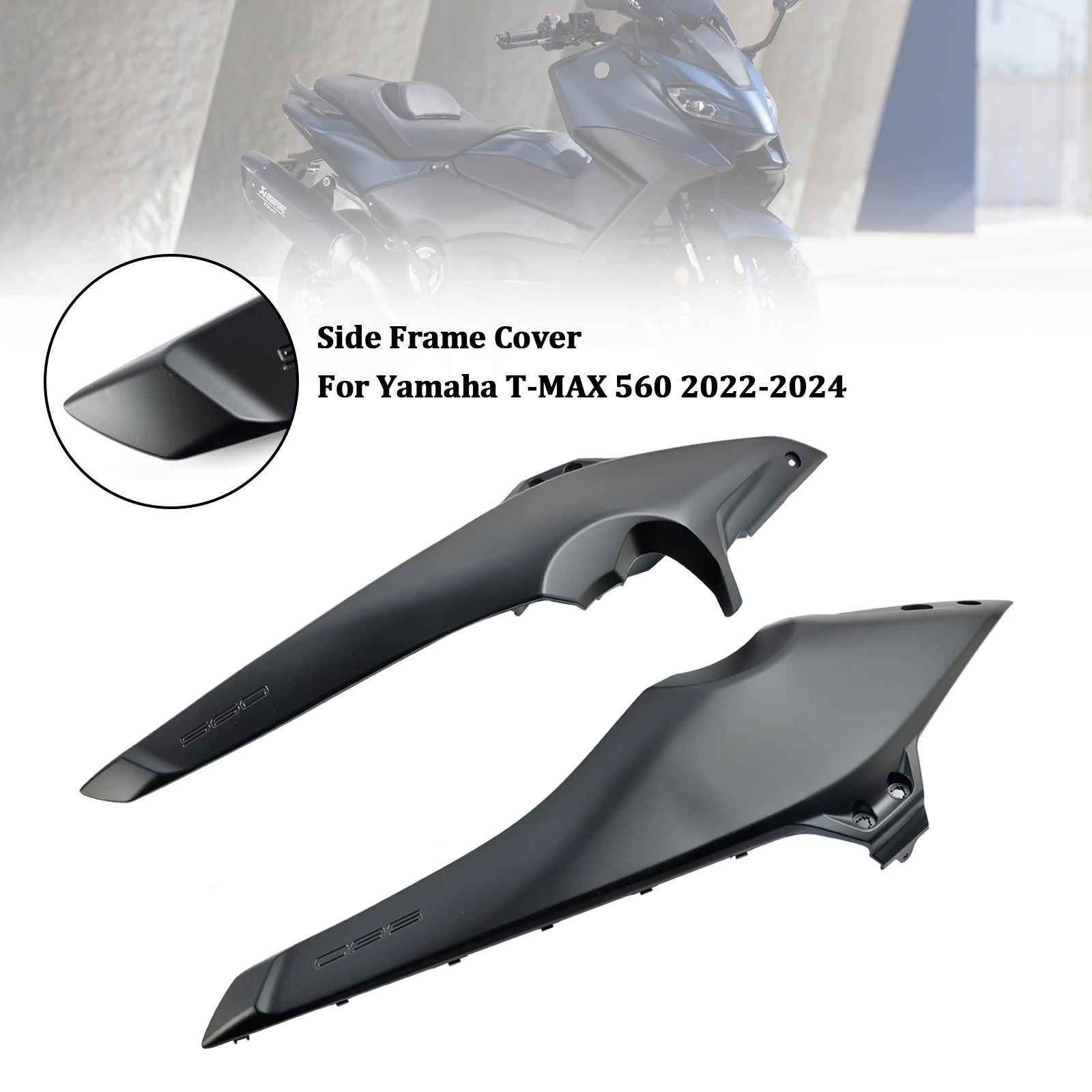 2022-2024 Yamaha T-MAX 560 Panneaux de couverture de cadre latéral Capots de carénage Noir mat