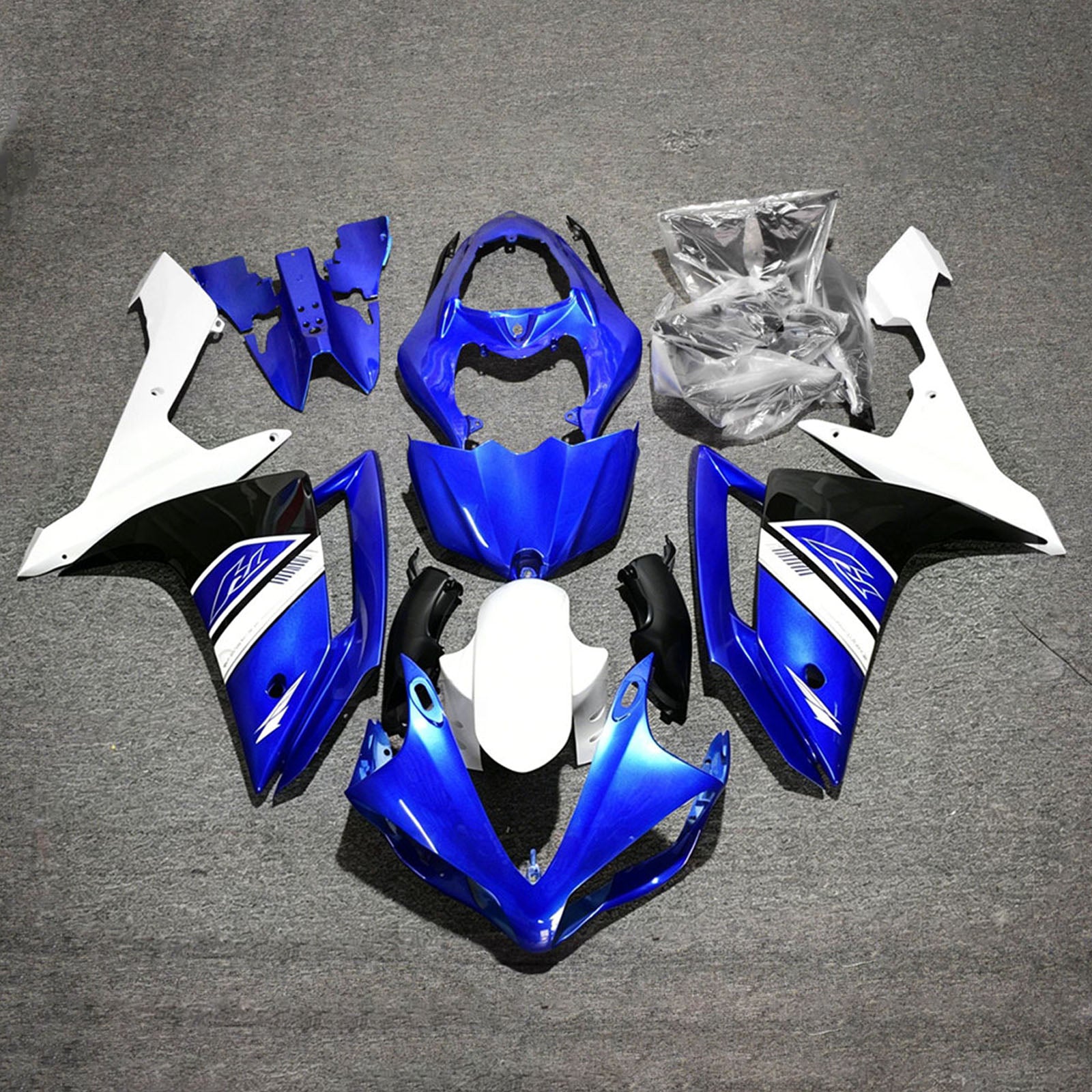 Amotopart 2007-2008 Yamaha YZF 1000 R1 Blue/White Fairing Kit