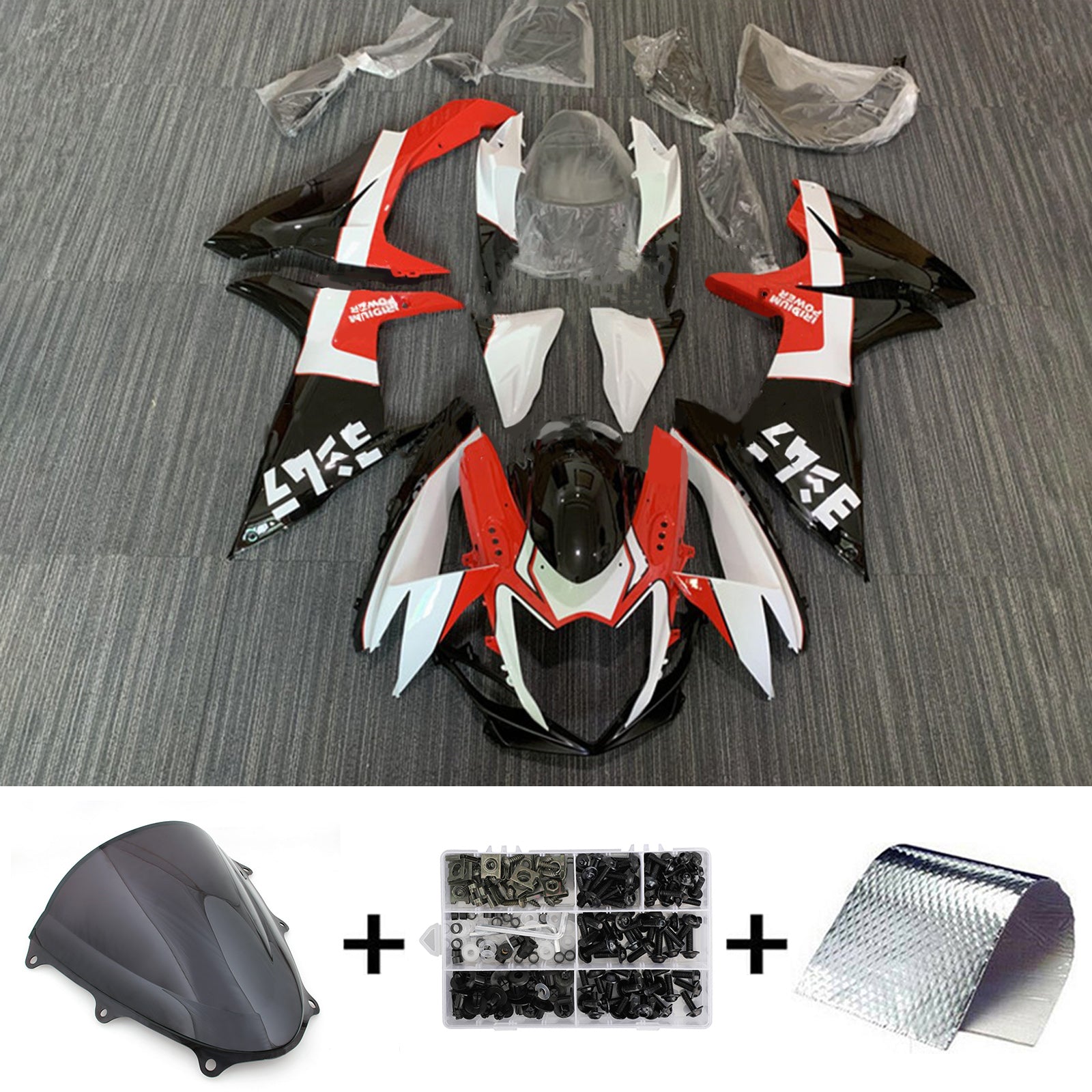 Amotopart 2011-2025 GSXR 600/750 Suzuki Red&Black Fairing Kit