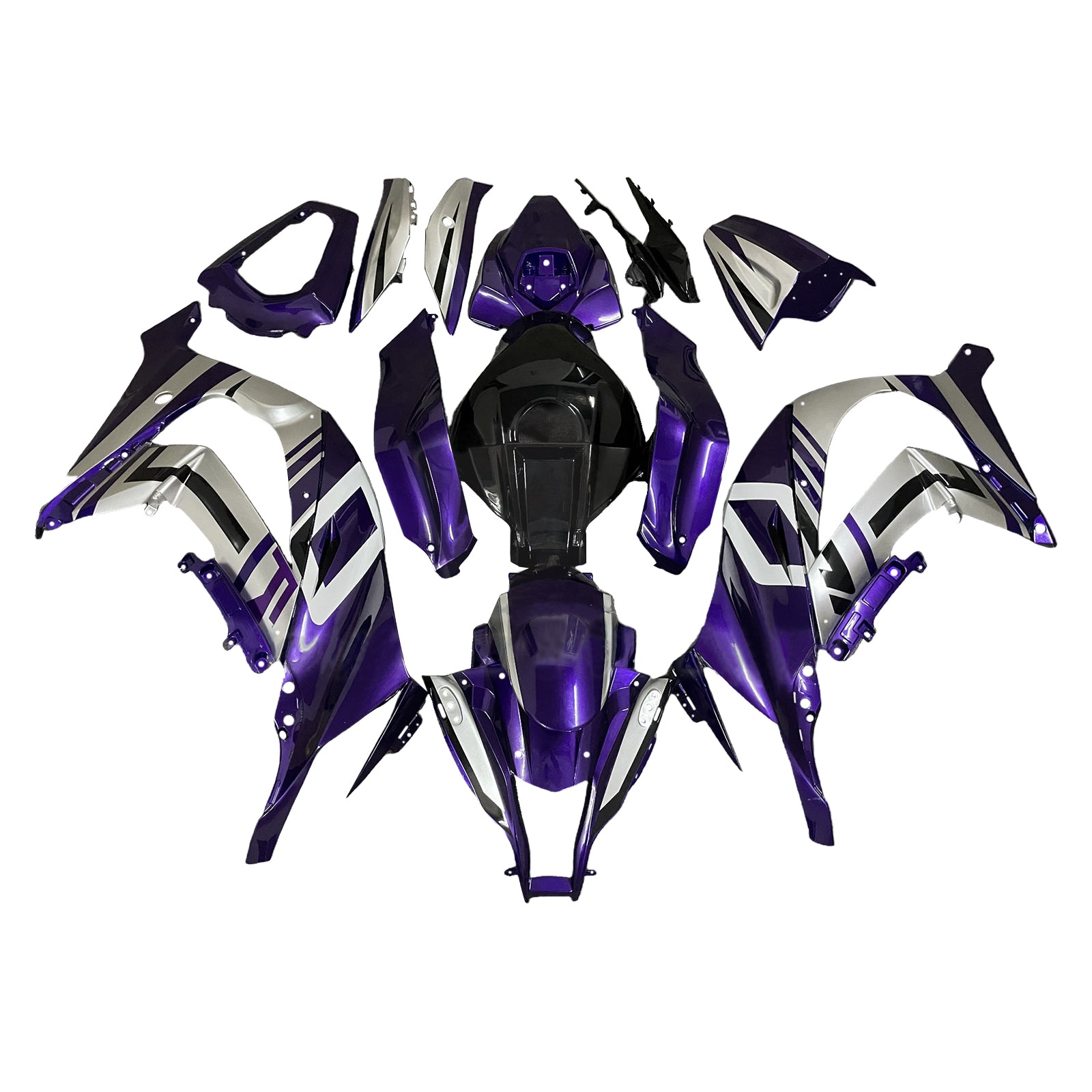 Amotopart 2011-2015 Kawasaki ZX10R Black White Blue Fairing Kit