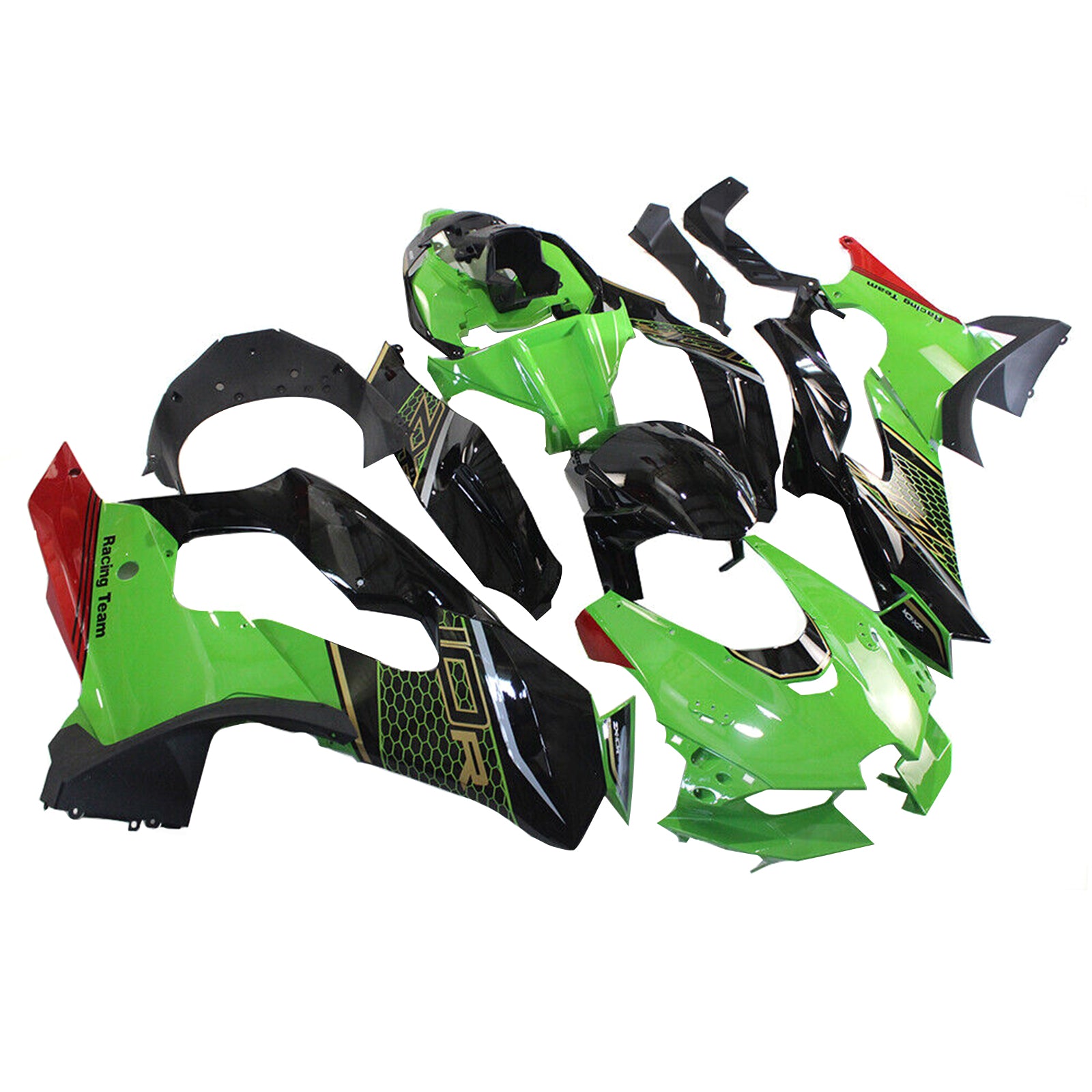 Amotopart 2021-2024 Kawasaki ZX10R ZX10RR Black Green Fairing Kit