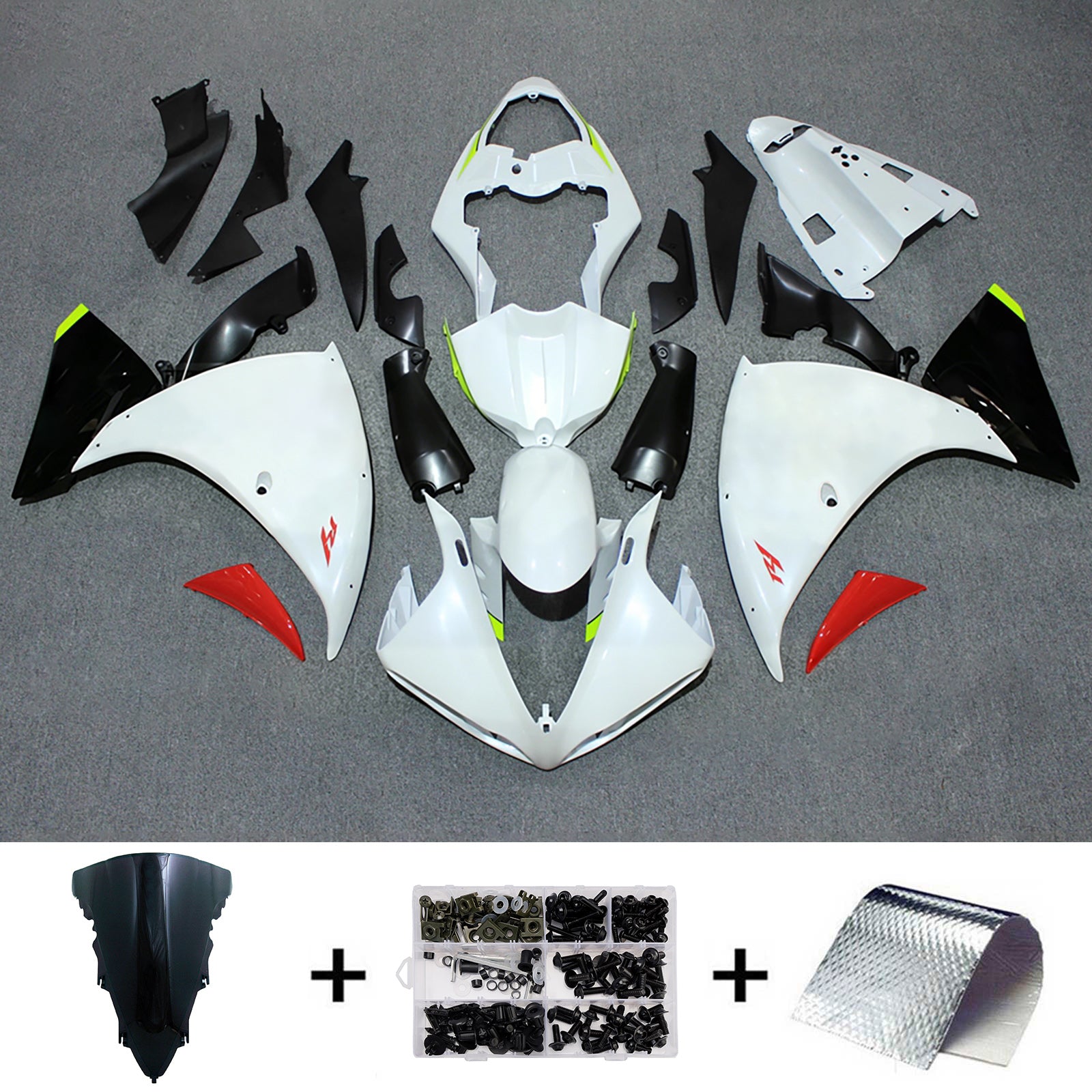 Amotopart 2009-2011 Yamaha YZF-R1 White/Black Fairing Kit