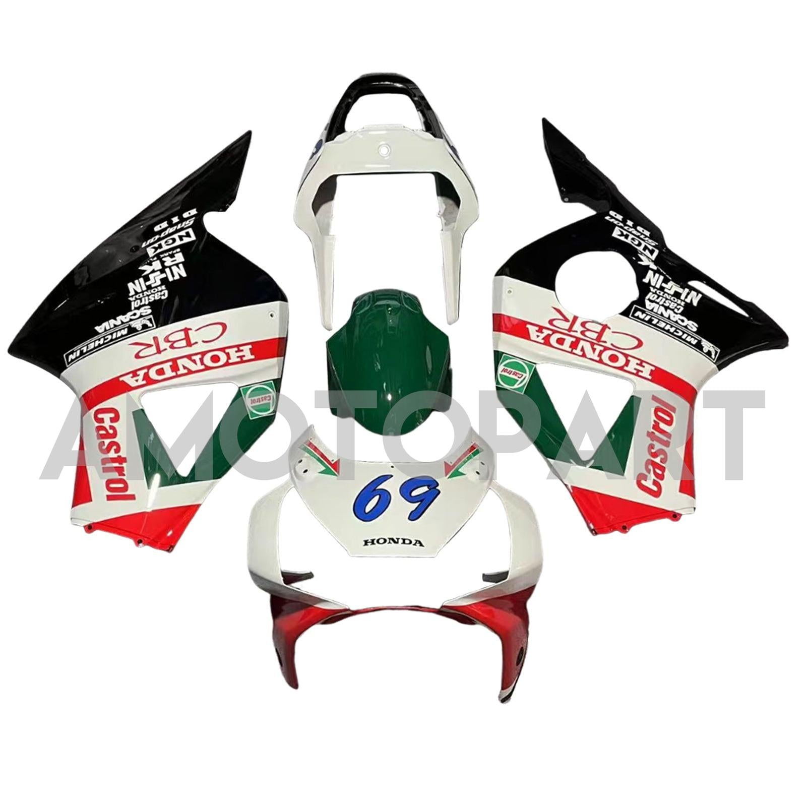 Amotopart 2002-2003 Honda CBR954 White Green Red Line Fairing Kit