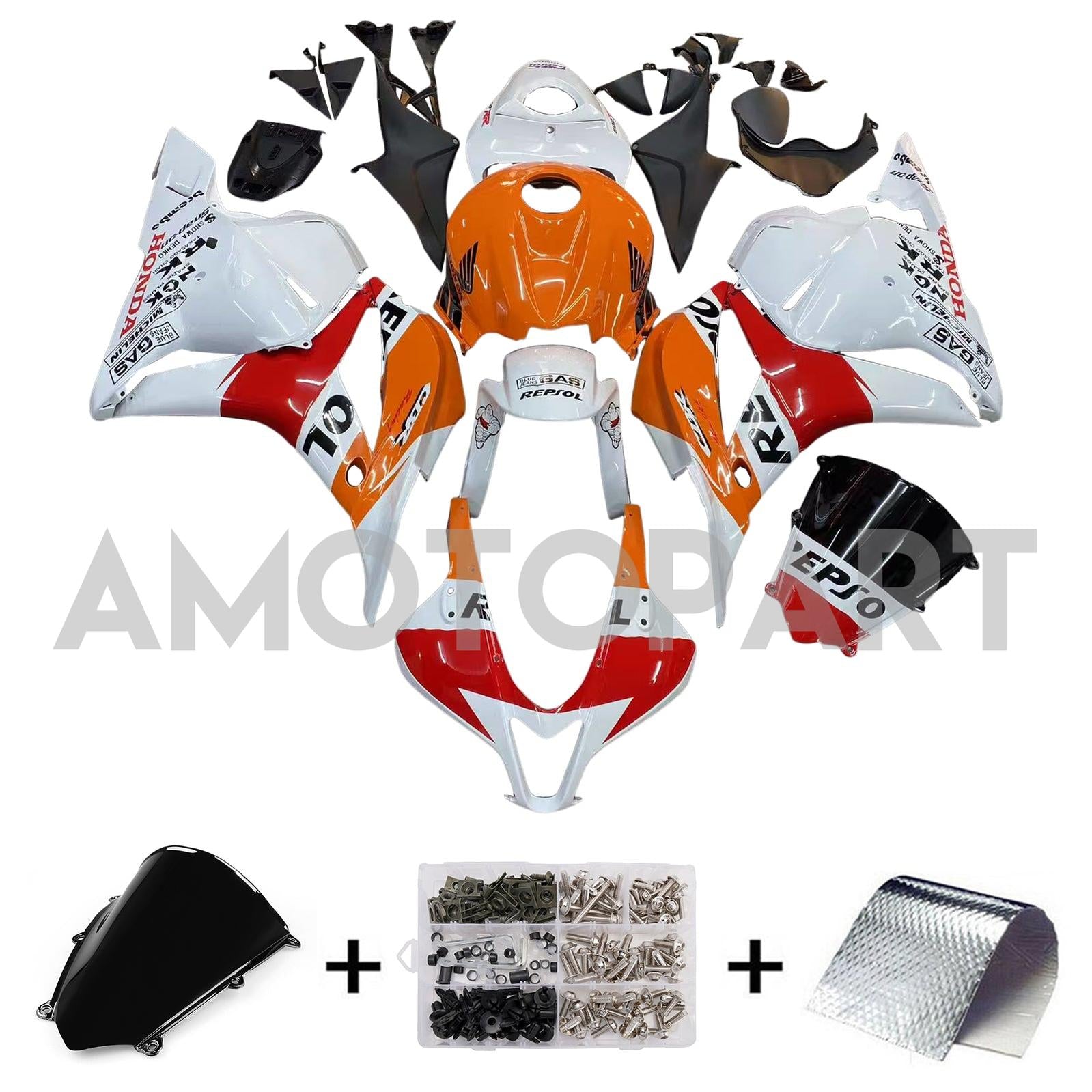 Amotopart 2009-2012 Honda CBR600RR Orange Red White Fairing Kit