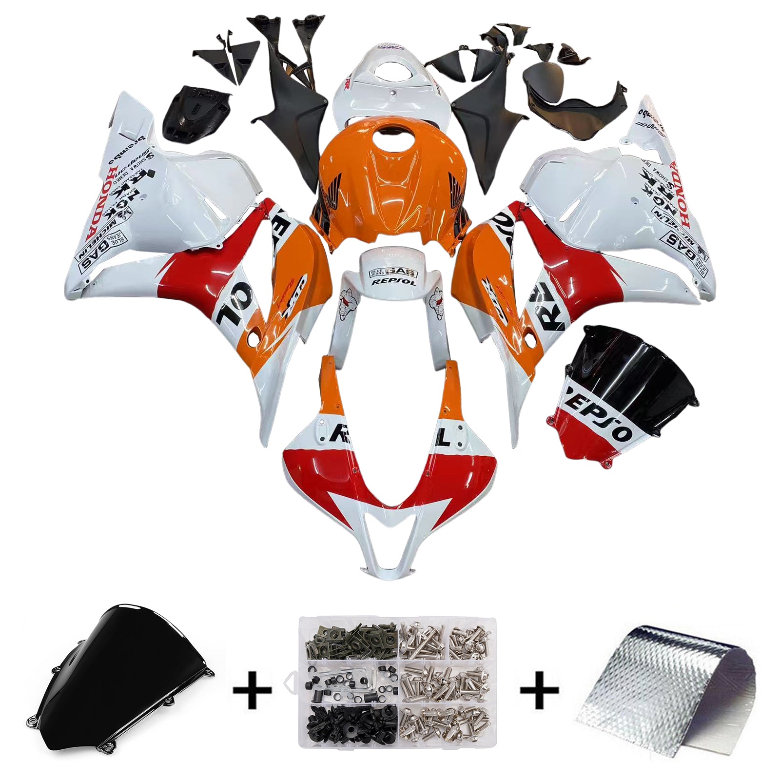 Amotopart 2009-2012 Honda CBR600RR Orange Red White Fairing Kit