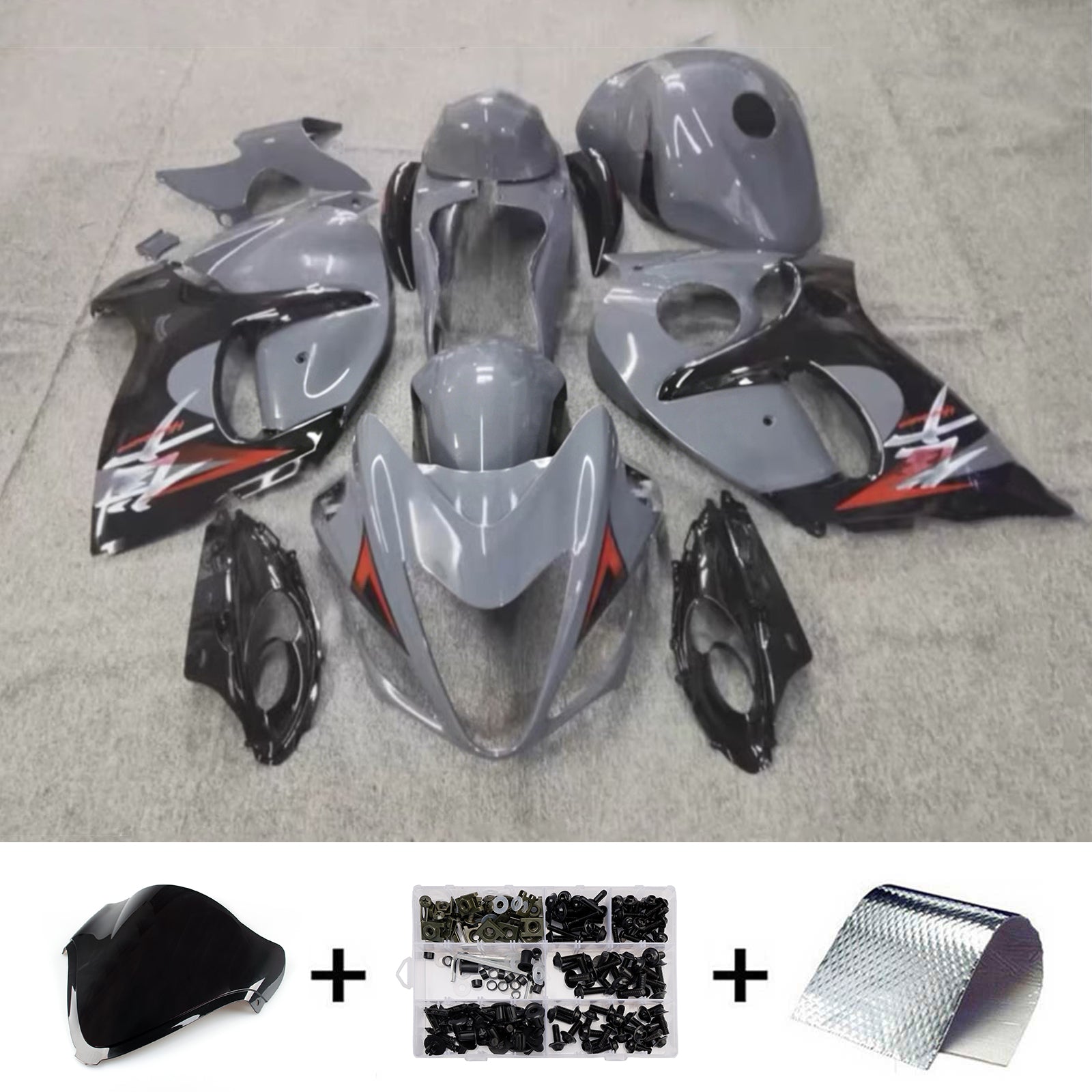 Amotopart 2008-2020 Suzuki Hayabusa GSX1300R šedá sada kapotáže