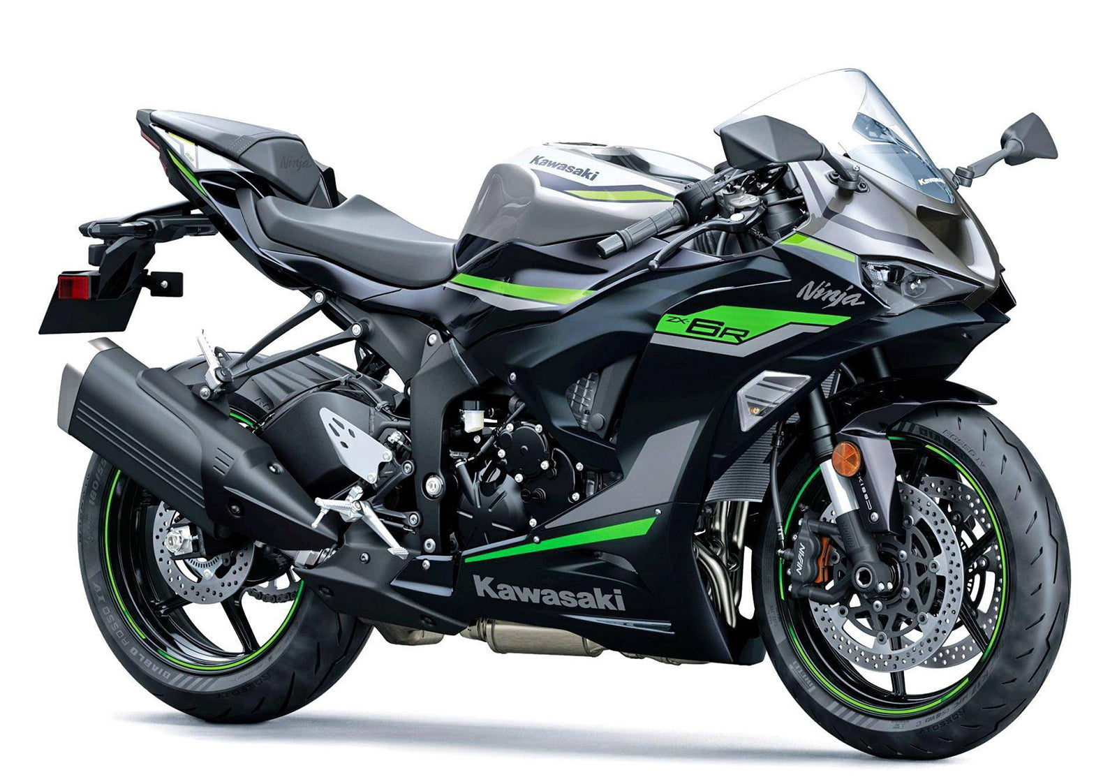 Amotopart 2024 Kawasaki ZX6R Black Grey Green Fairing Kit