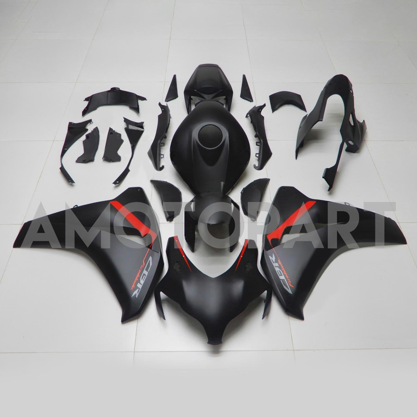 Amotopart 2008-2011 Honda CBR1000rr Black mat avec carénage rouge Kit
