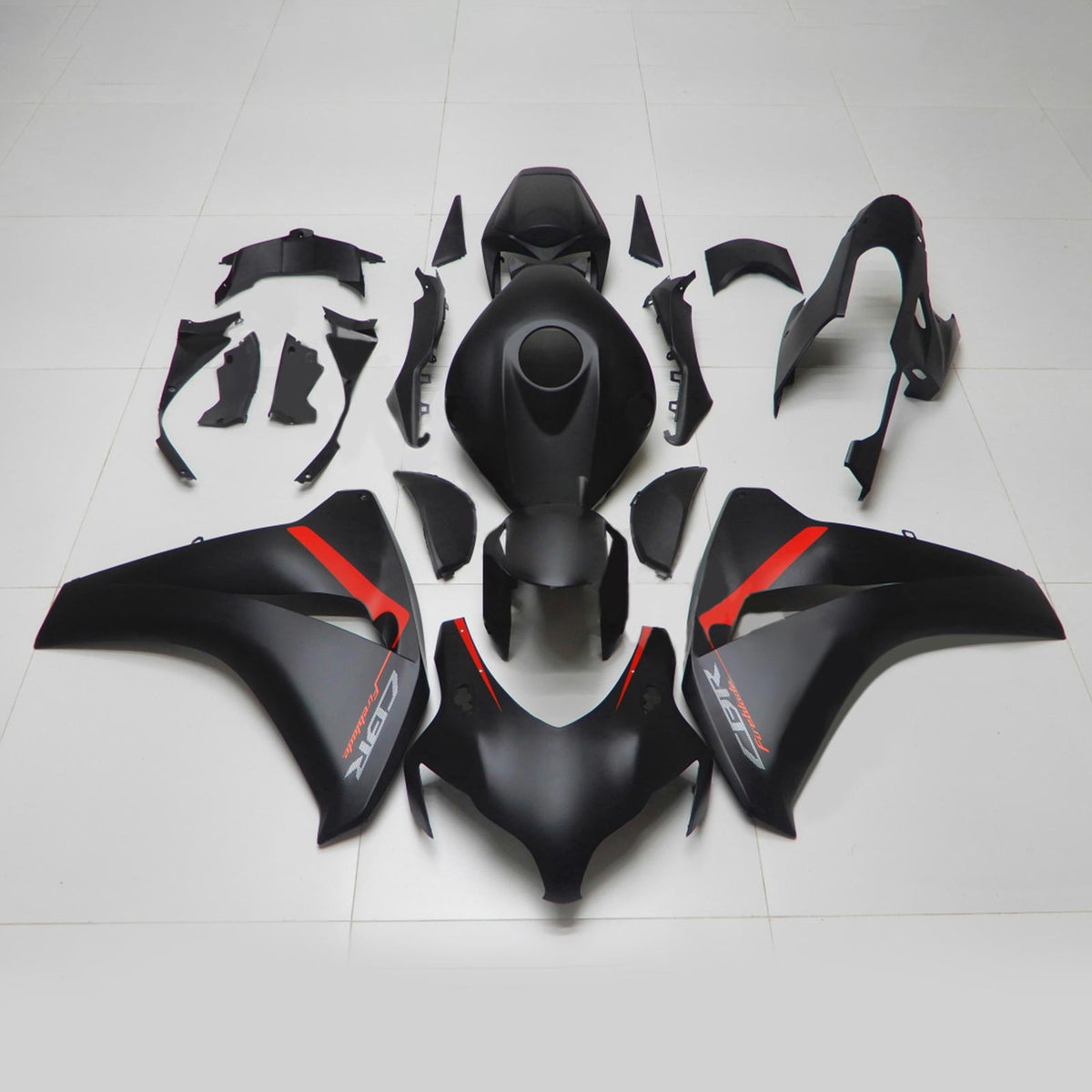 Amotopart 2008-2011 Honda CBR1000RR negro mate con kit de carenado rojo