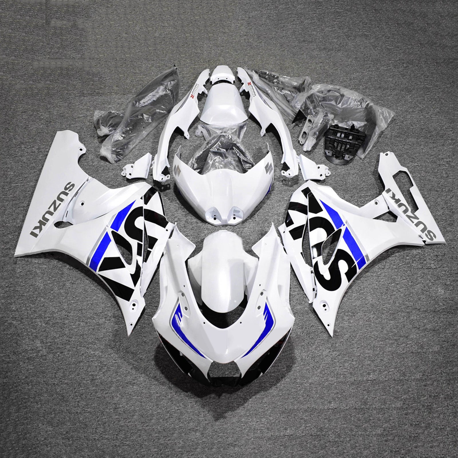 Amotopart 2017-2025 Suzuki GSXR1000 White Black Blue Fairing Kit