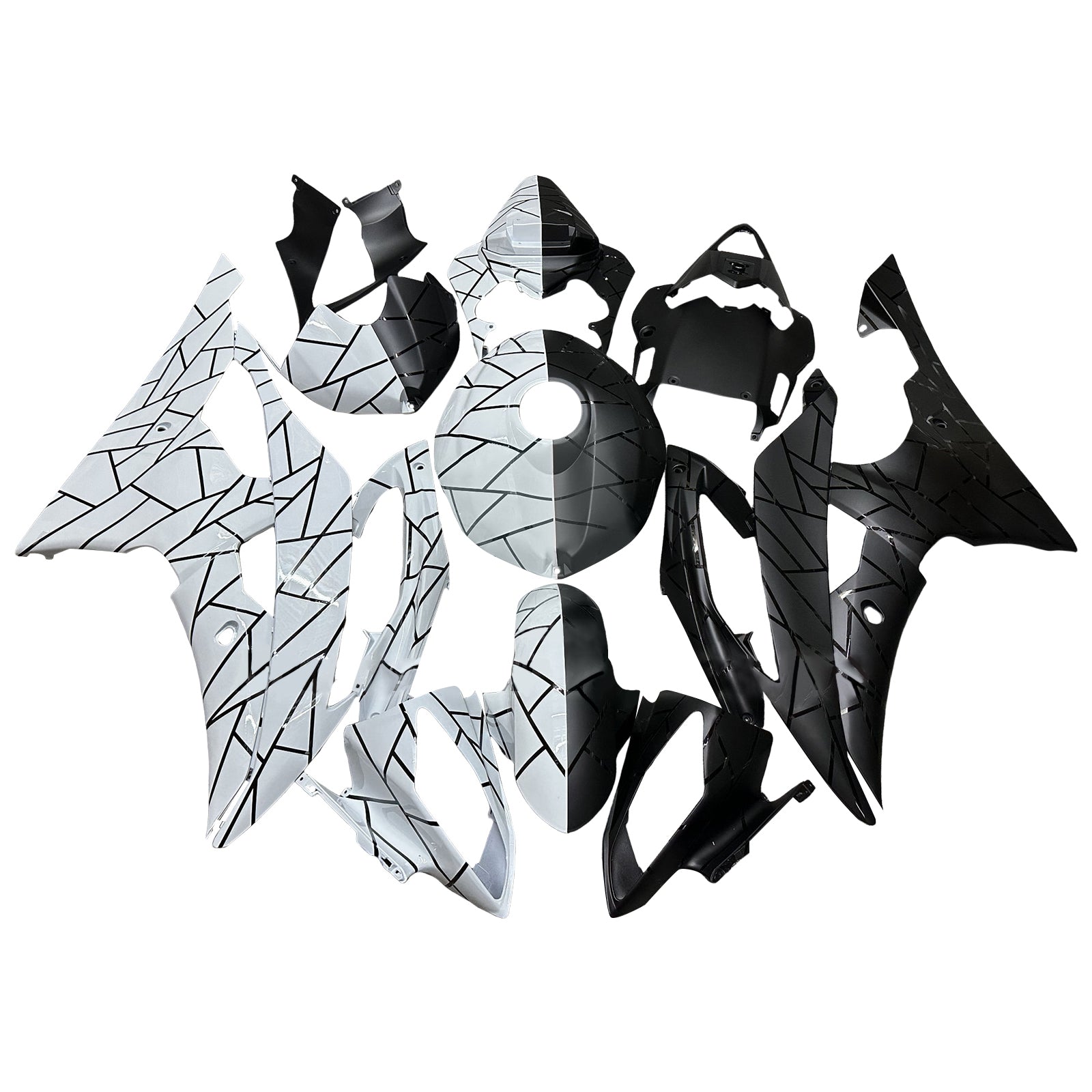 Amotopart 2008-2016 Yamaha YZF-R6 White & Black Fairing Kit