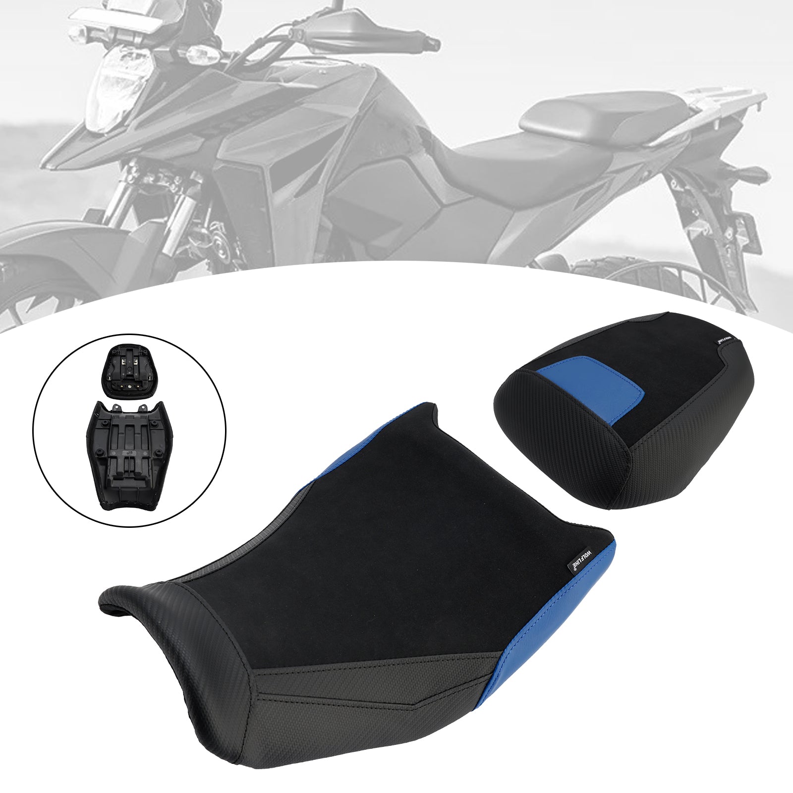 2024–2025 Suzuki V-Strom 250 Sx unten vorne mit/Rücksitz Fahrer Sozius blau