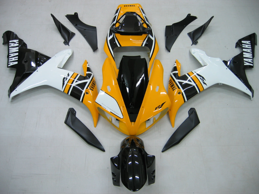 Amotopart 2002-2003 Yamaha YZF 1000 R1 Kit de carenado amarillo y blanco