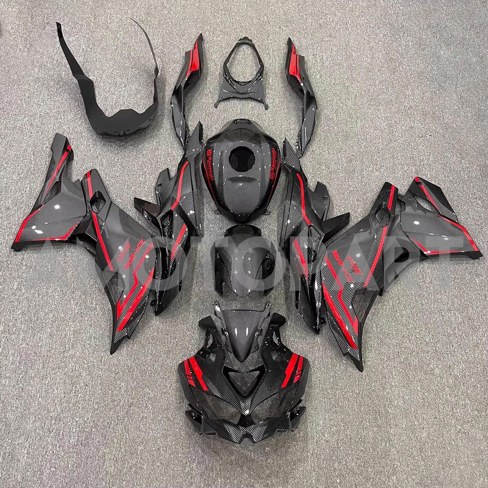 Amotopart 2019-2025 Ninja ZX-25R ZX-4R ZX-4RR KAWASAKI Carbonfaser mit rotem Akzentverkleidungskit