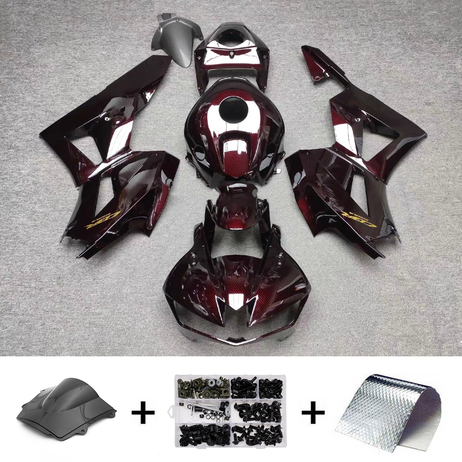 Amotopart 13-26 US ver. & 13-23 European ver. Honda CBR600RR Red Carbon Fiber Pattern Fairing Kit