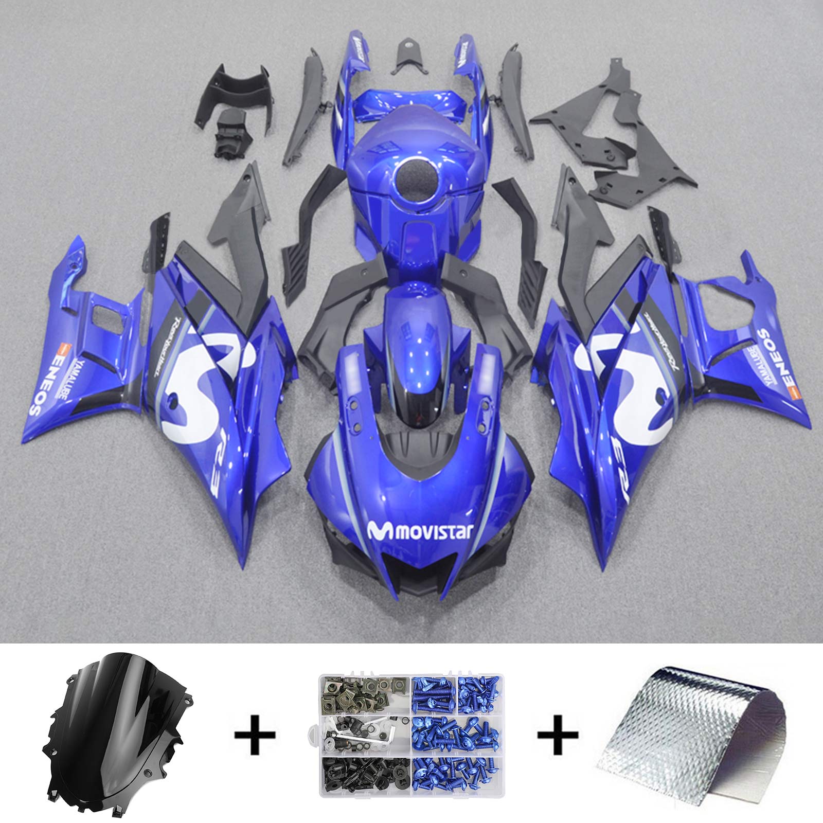 Amotopart 2022-2024 Yamaha YZF-R3 R25 Azul Style1 Kit de carenado