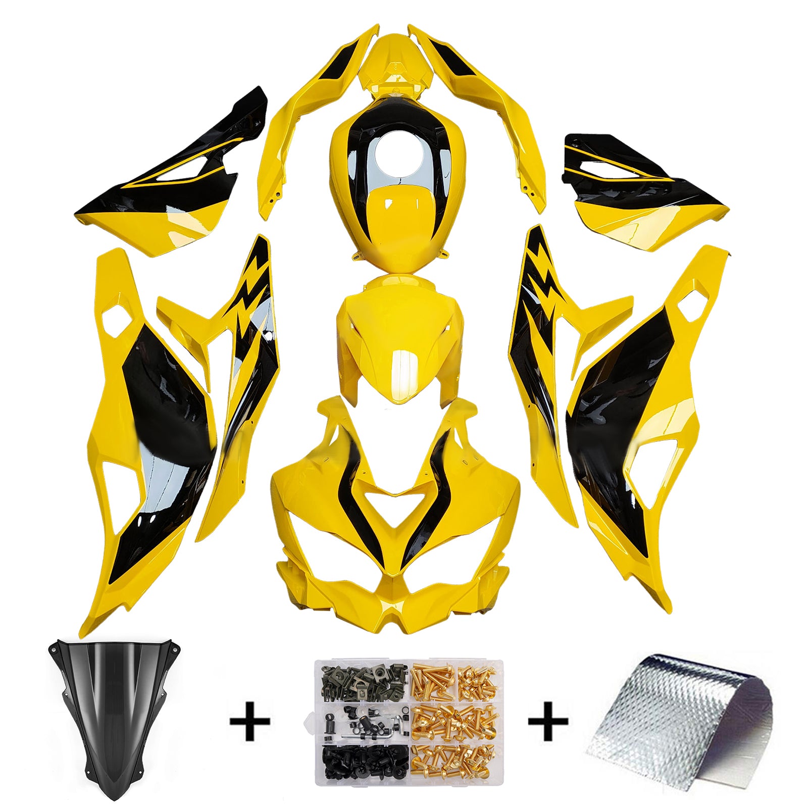 Amotopart 2019-2025 Kawasaki ZX-25R Ninja ZX-4R ZX-4RR Yellow Black Fairing Kit