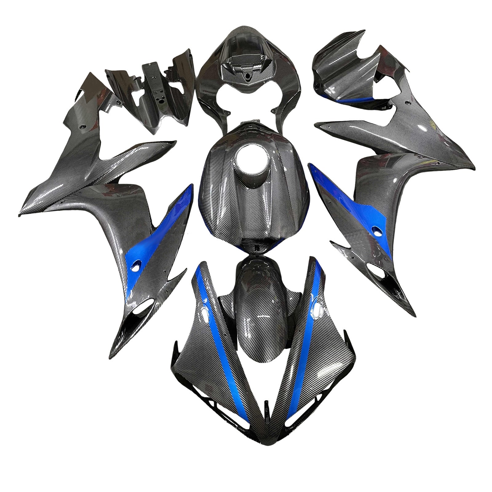 Amotopart 2004-2006 Yamaha YZF-R1 Carbon Fiber Blue Fairing Kit