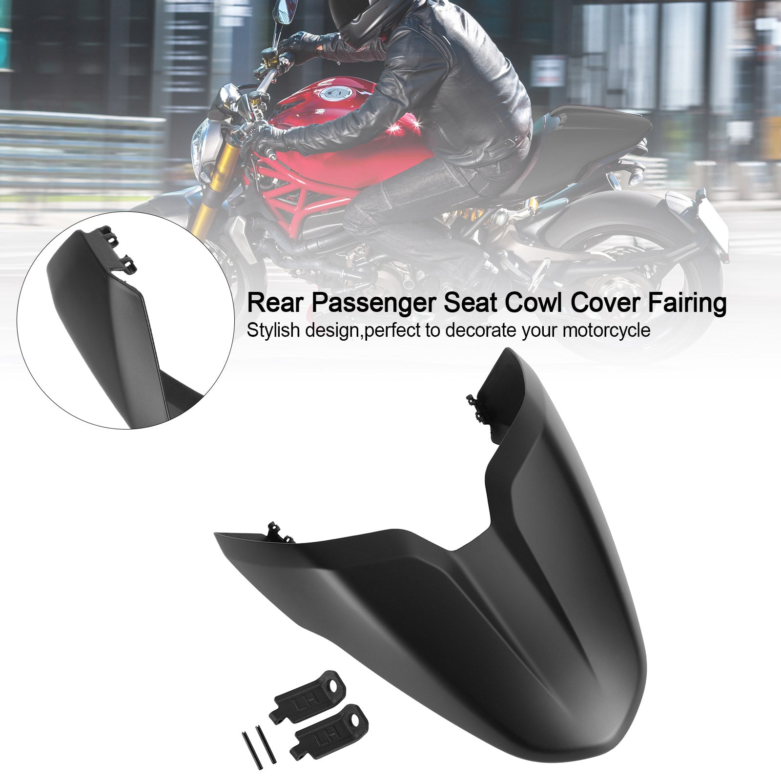 Ducati Monster 797 821 1200 Rücksitzbezug für Beifahrer/Soziussitz, mattschwarz