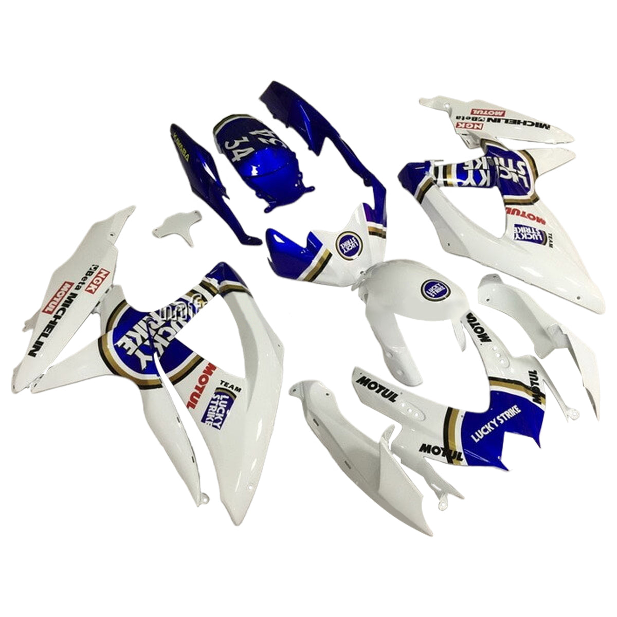 Amotopart 2008-2010 K8 GSXR 600/750 Suzuki Azul y Blanco Style2 Kit de carenado