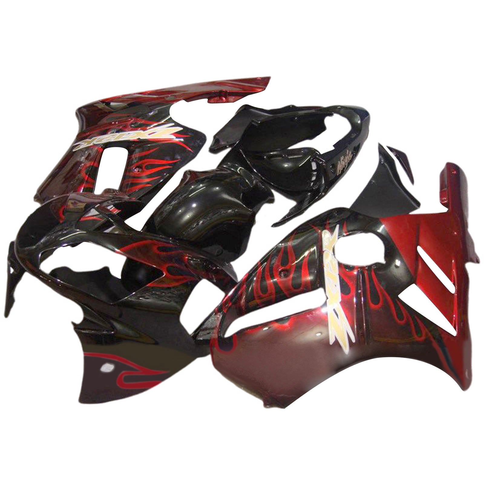 Amotopart 2002-2005  Kawasaki ZX12R Black & Red White Fairing Kit