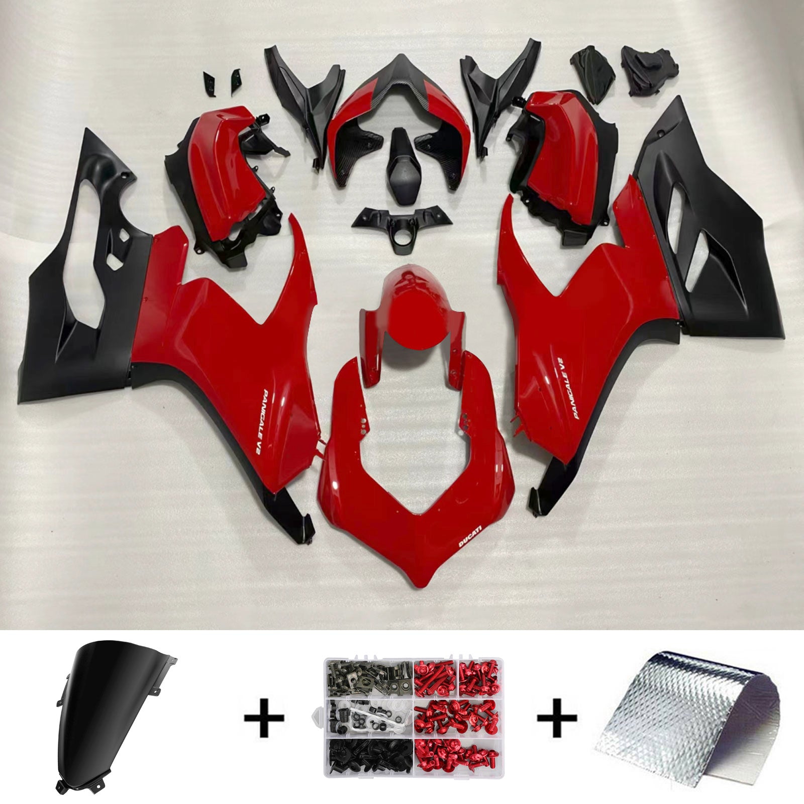 Kit de carénage Amotopart 2020-2024 Ducati Panigale V2 noir rouge