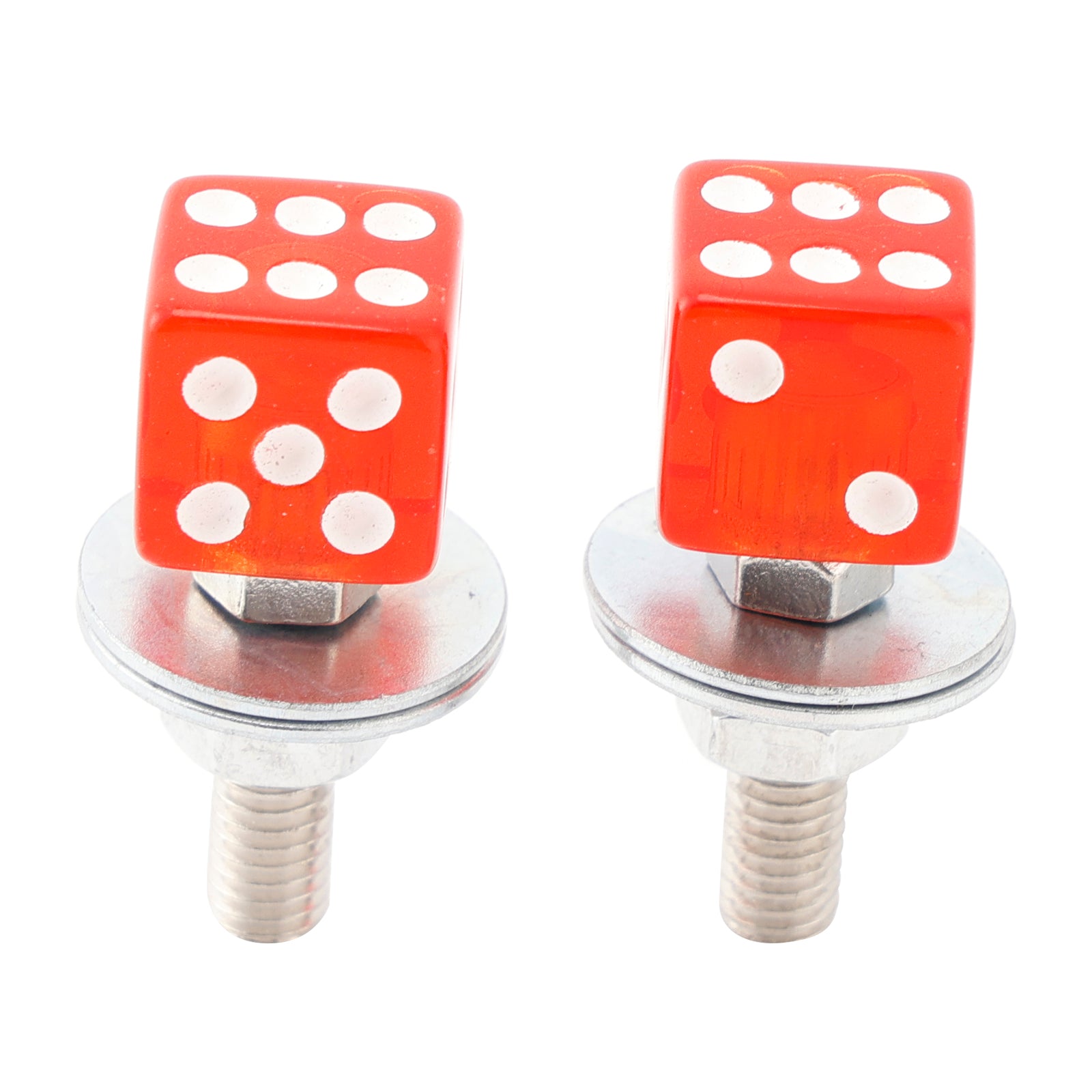 4x Custom DICE License Plate Bolt Screw Red Plastic Motorcycle Chopper Bobber