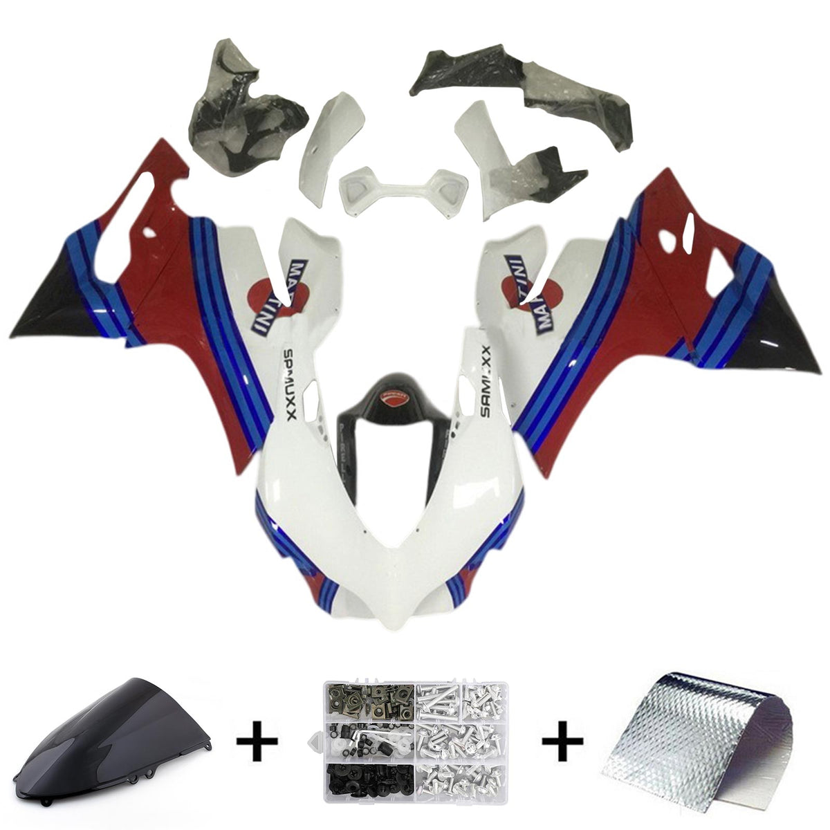 Amotopart 2012-2015 Ducati 1199 899 Kit de carénage bleu et rouge