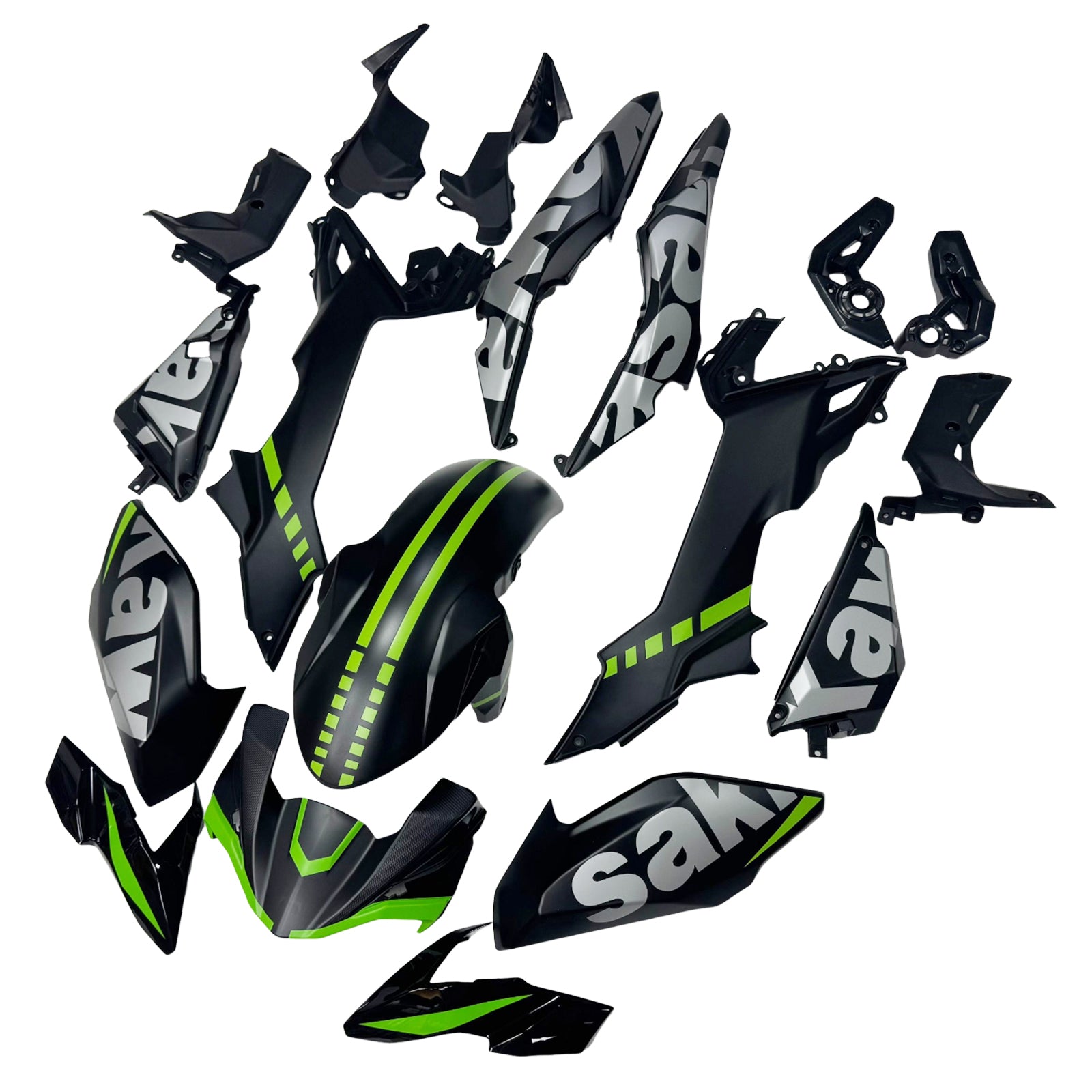 Amotopart 2017-2019 Kawasaki Z650 Black Green Gray Fairing Kit