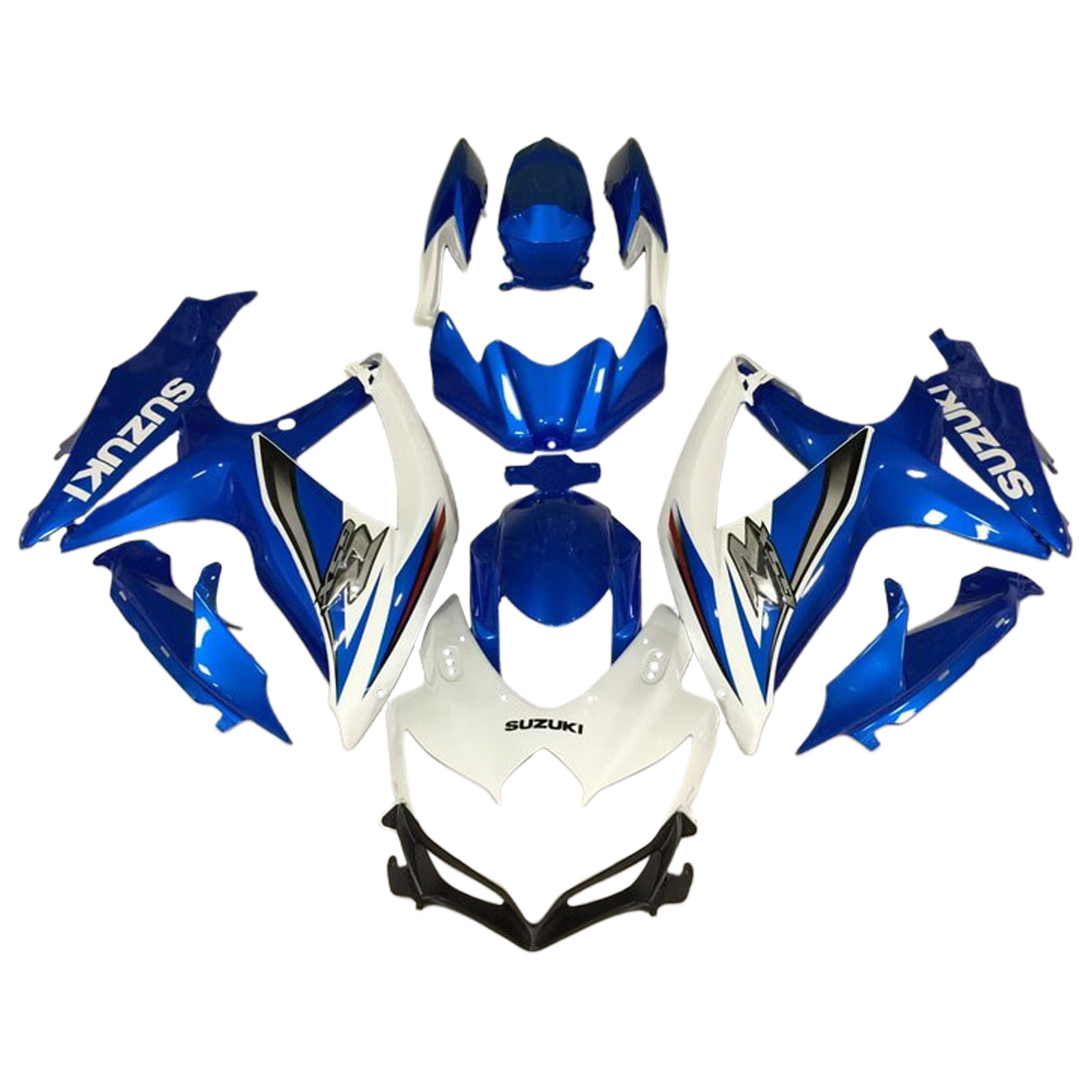 Amotopart 2008-2010 K8 GSXR 600/750 スズキ ブルー&ホワイト Style1 フェアリングキット