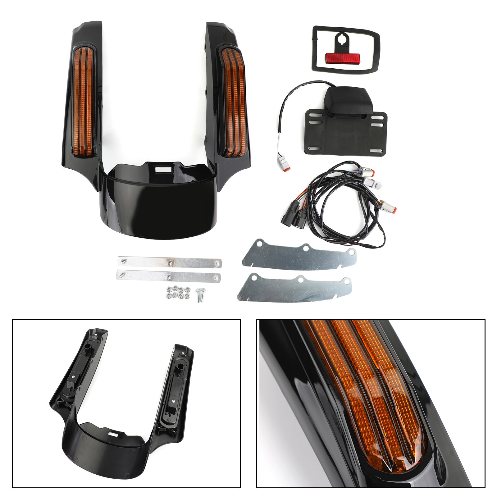 Lumière LED de garde-boue arrière adaptée pour Touring Road King FLHR Street Glide FLHX ambre