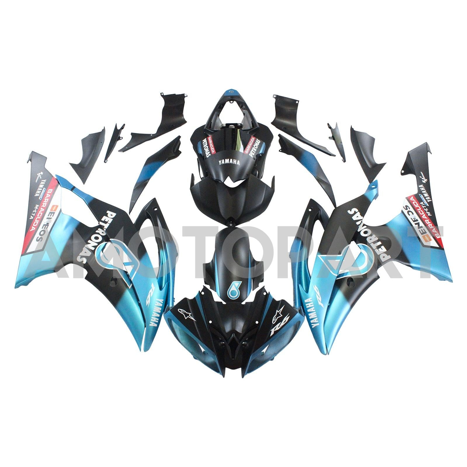 AMOTOPART 2008-2016 YZF 600 R6 Yamaha Blue Petronas Abzugskit