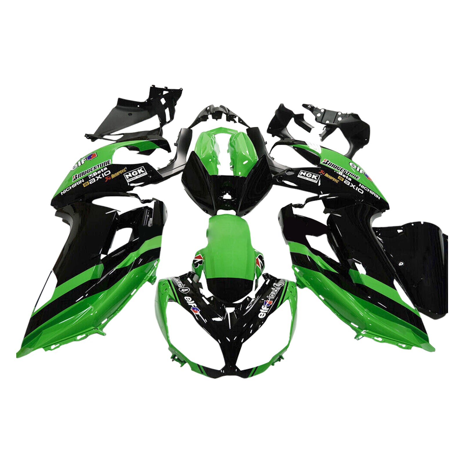 Amotopart 2012-2016 Kawasaki ER6F/Ninja650 Kit de carenado verde negro