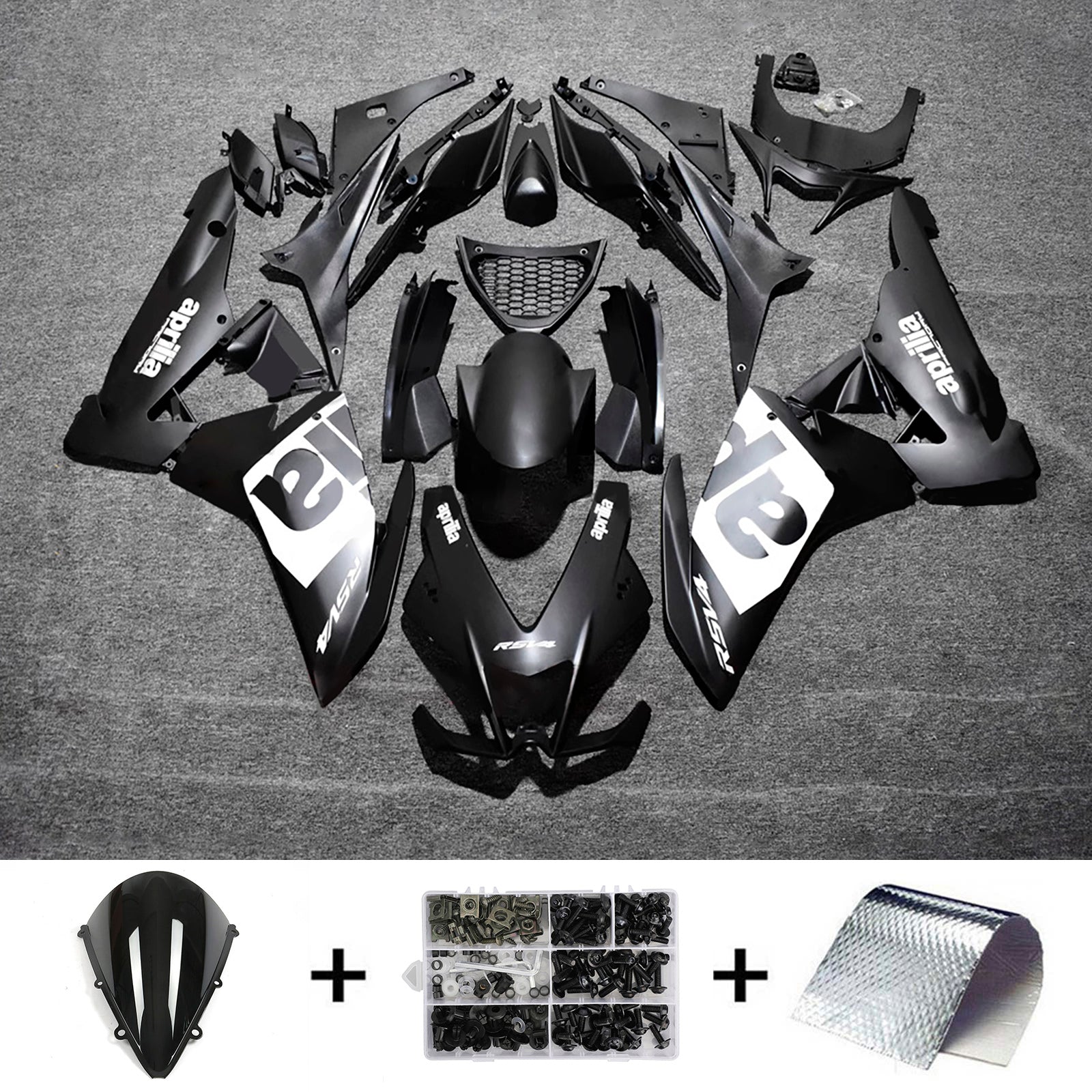 Amotopart 2009-2015 Aprilia RSV4 1000 White Black Fairing Kit