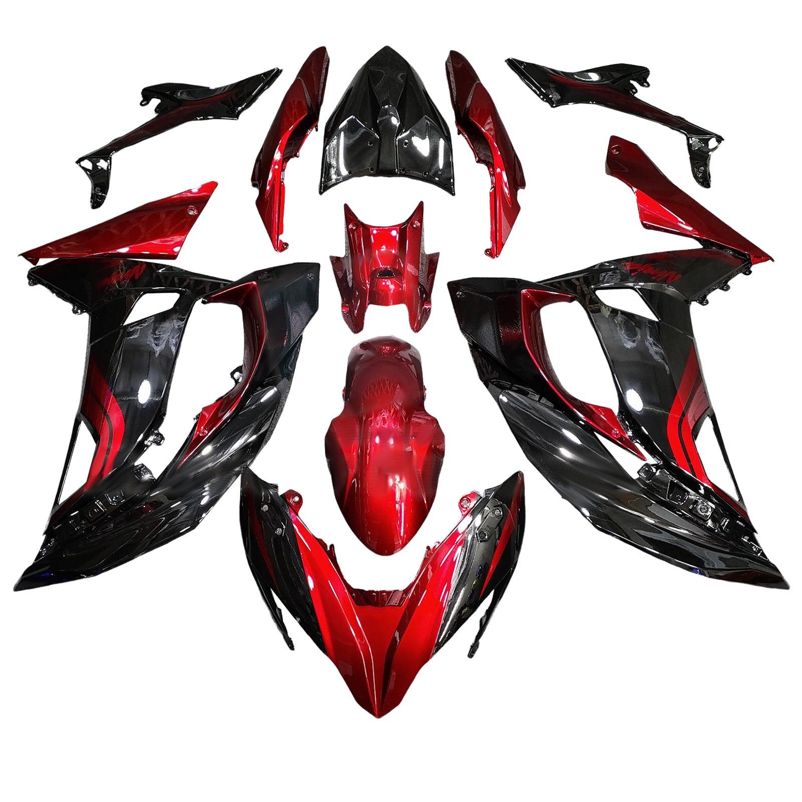 Amotopart 2017-2019 Kawasaki Ninja 650R ER6F Black Red Fairing Kit