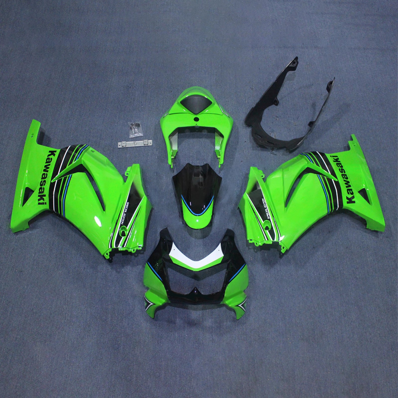 Amotopart 2008-2012 Kawasaki EX250/Ninja250R Green Black Fairing Kit